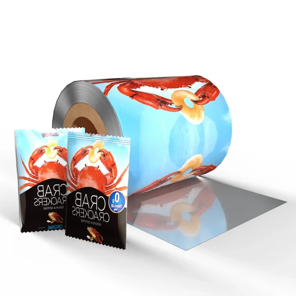 Custom printed roll labels for cookie and biscuit packaging with colorful branding.