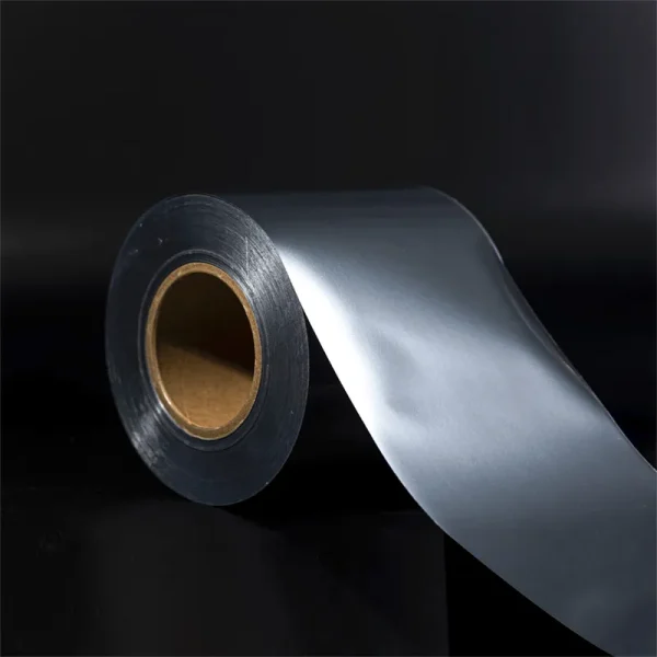 Custom printed roll labels for food products on flexible film material.
